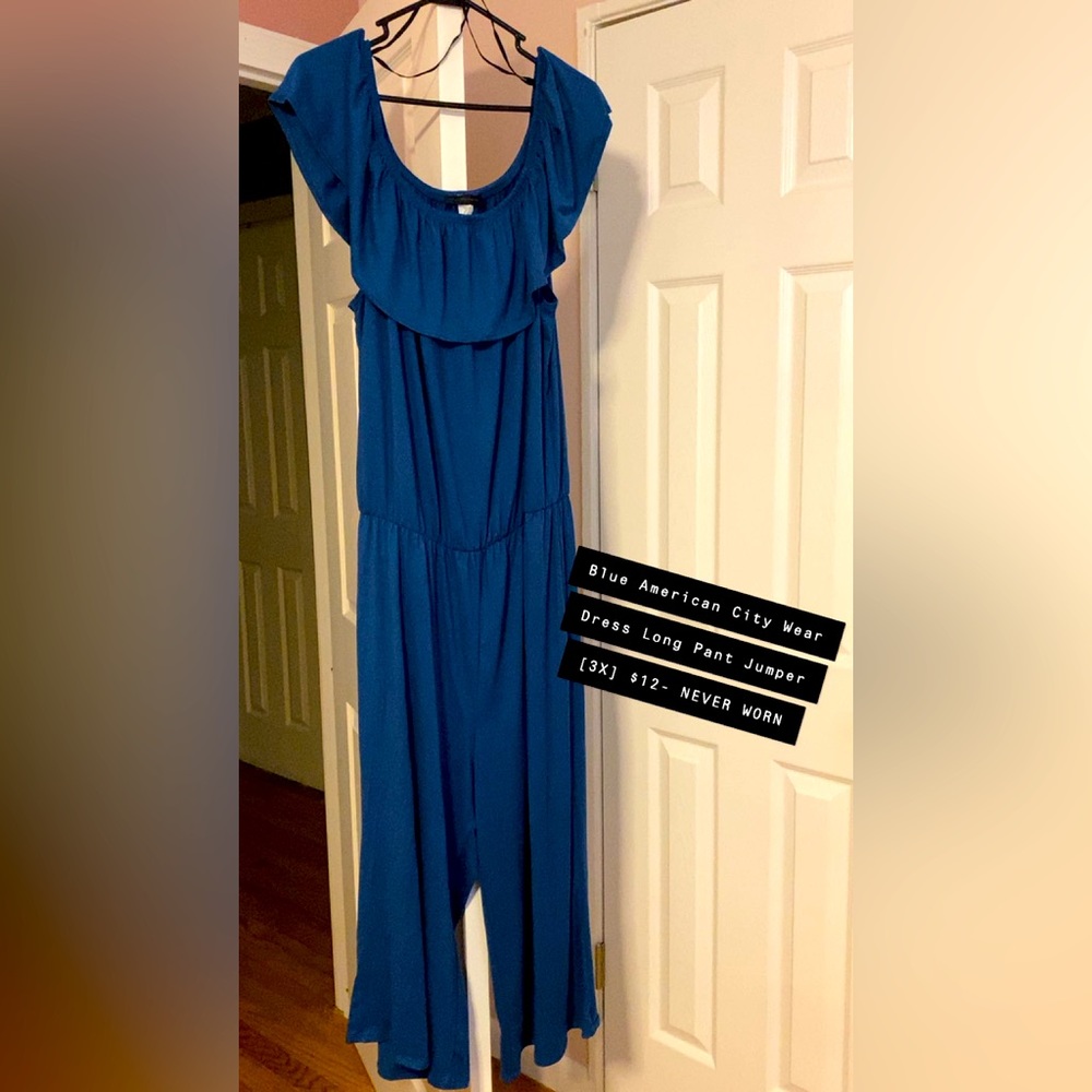 Blue American City Wear Dressy Blue Jumper- Size: 3X